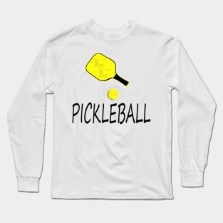 pickleball with yellow paddle and ball Long Sleeve T-Shirt